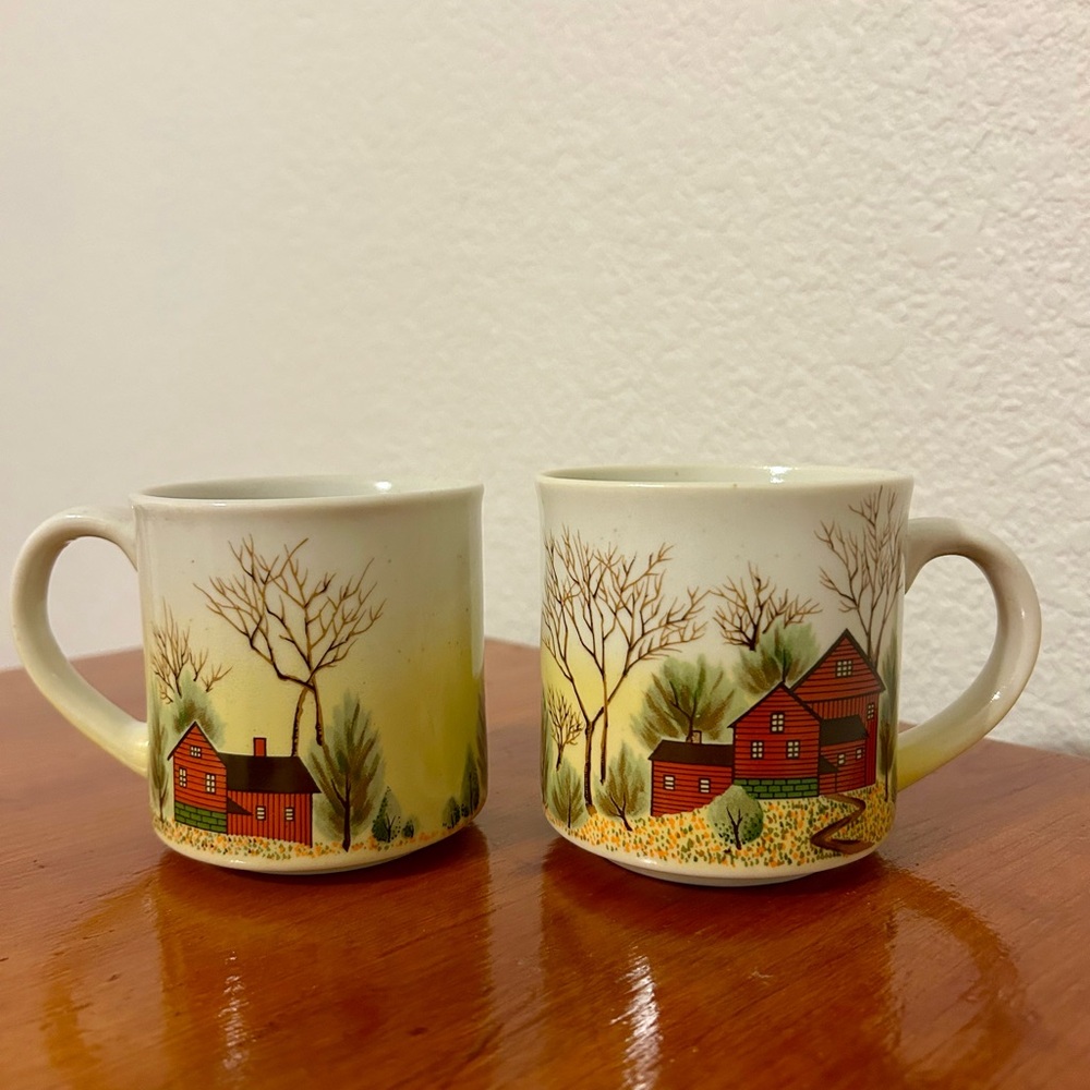 Handcrafted Otagiri Original Japan Red House Fall Scene